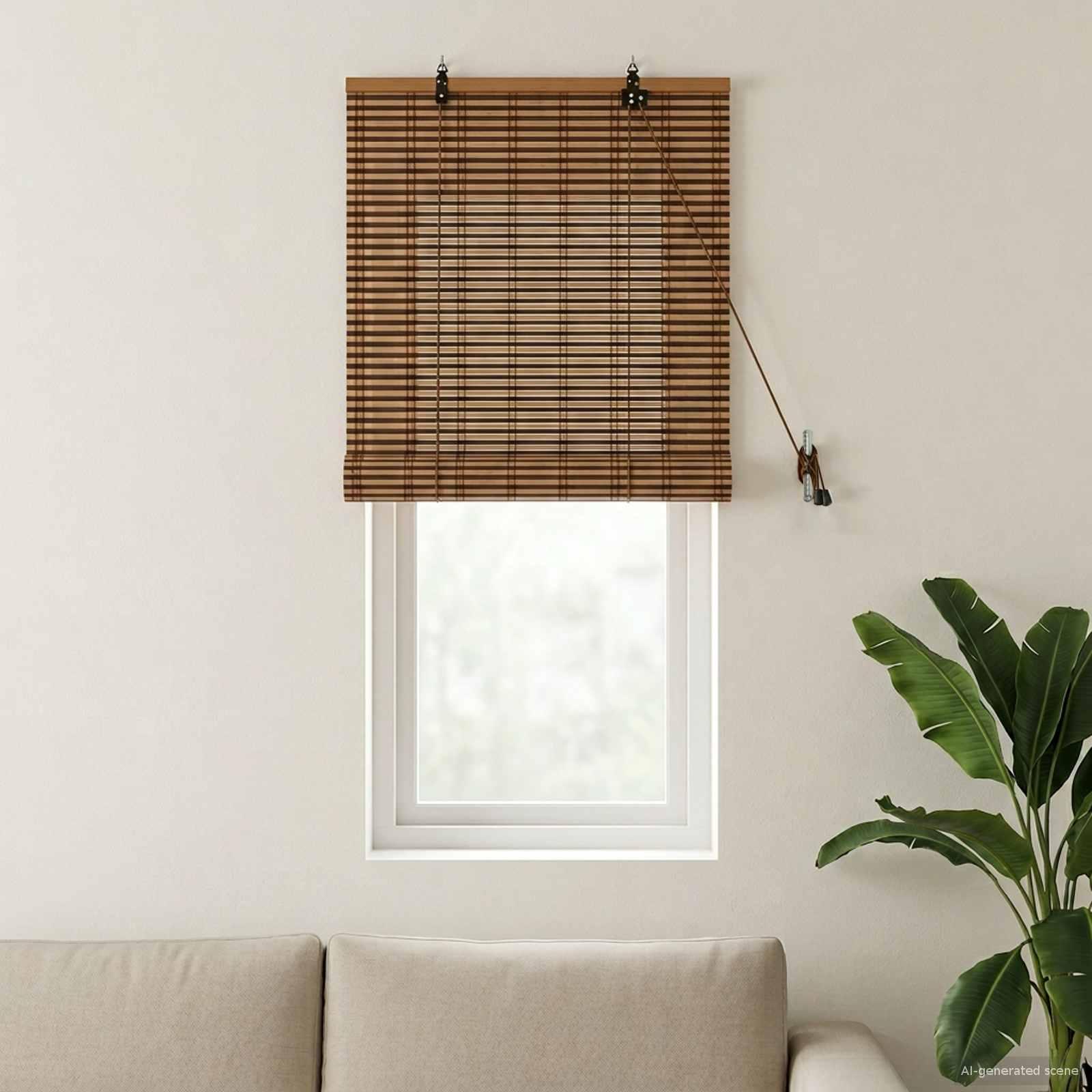 Rullegardin i bambus - brun 70 × 160 cm
