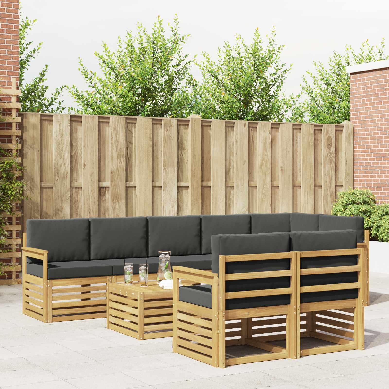 Udendørs sofagruppe 8 stk Hvid og antracit 59 x 59 x 37 cm