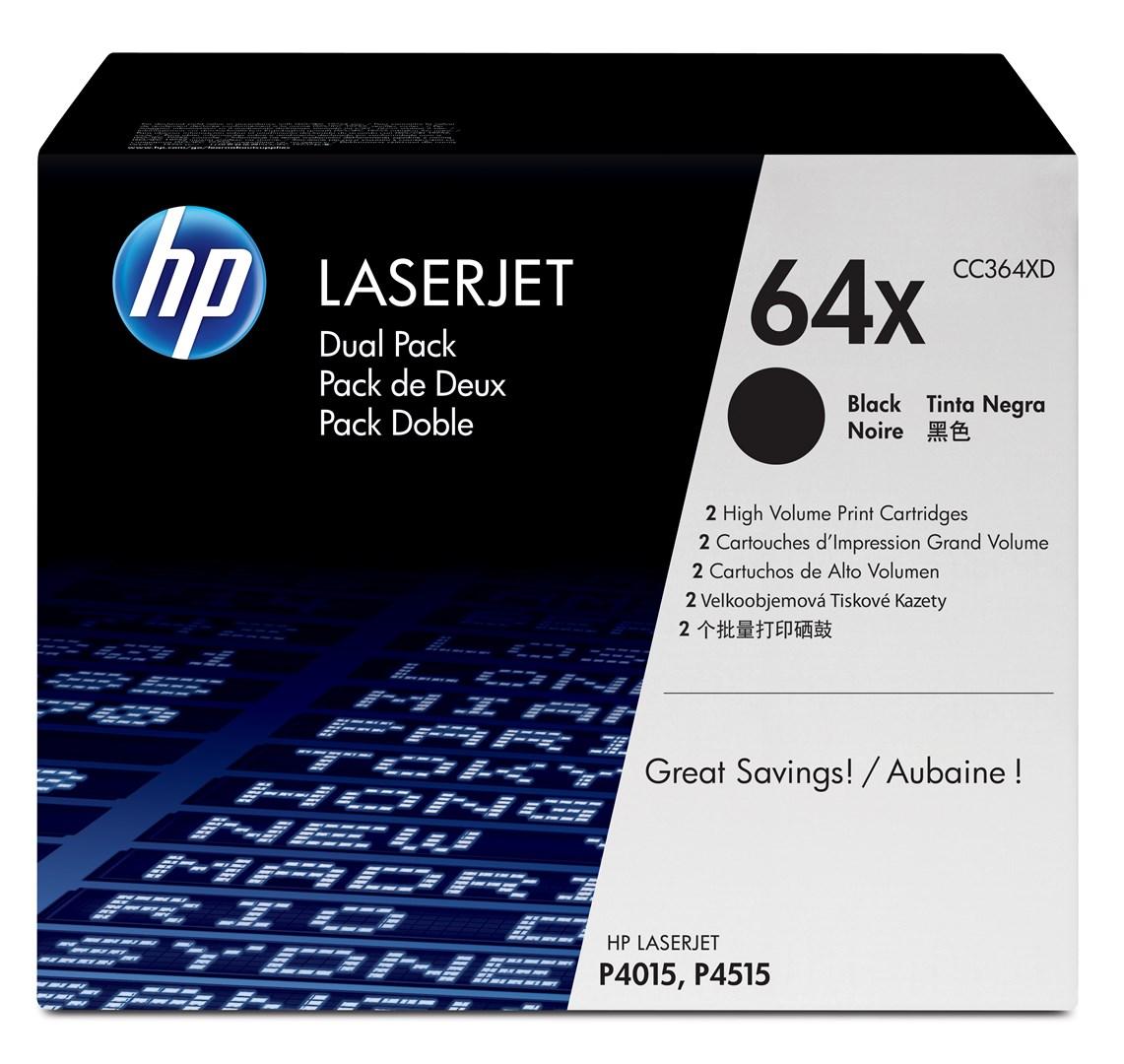 HP 64X sort toner - 2‑pak høj kapacitet til LaserJet billede