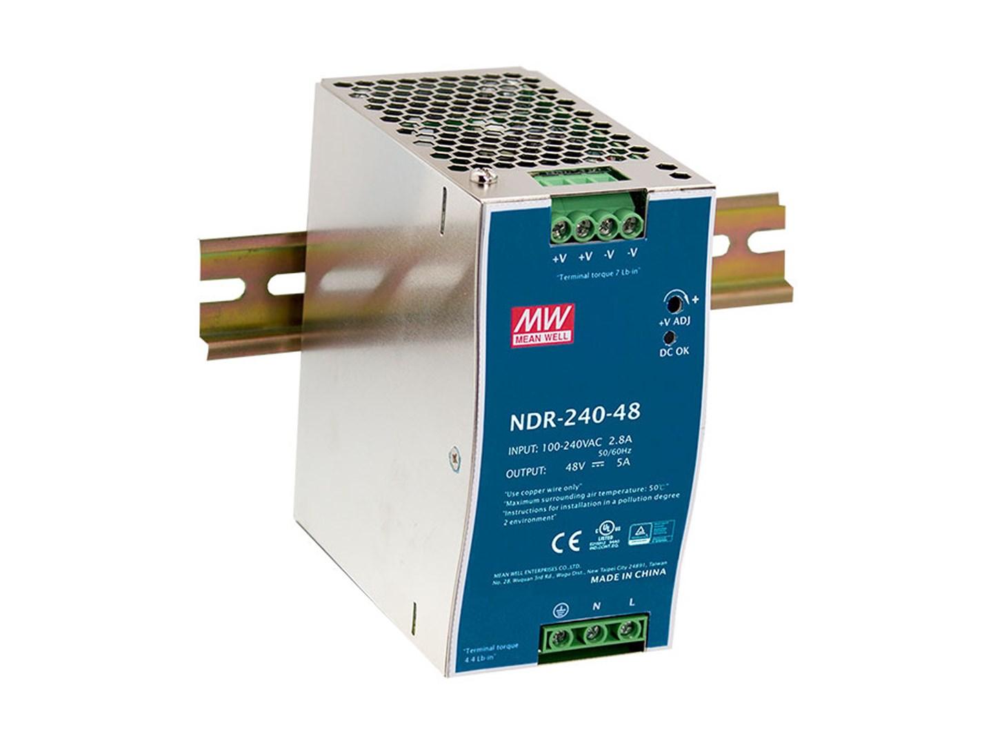 Industriel 48 V DC strømforsyning, 240 W - DIN-skinne, PoE-klar billede