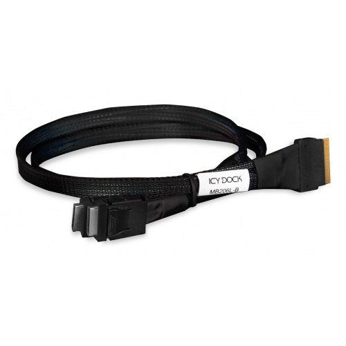 Icy Dock MB206L-B SAS-kabel 0,5 m - sort (SlimSAS 8i til 2× Oculink 4i)