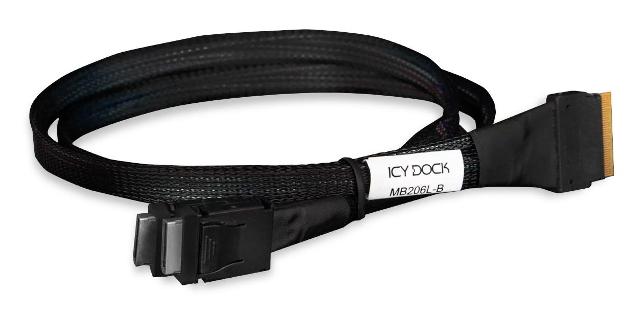 Icy Dock MB206L-B SAS-kabel 0,5 m - sort (SlimSAS 8i til 2× Oculink 4i)