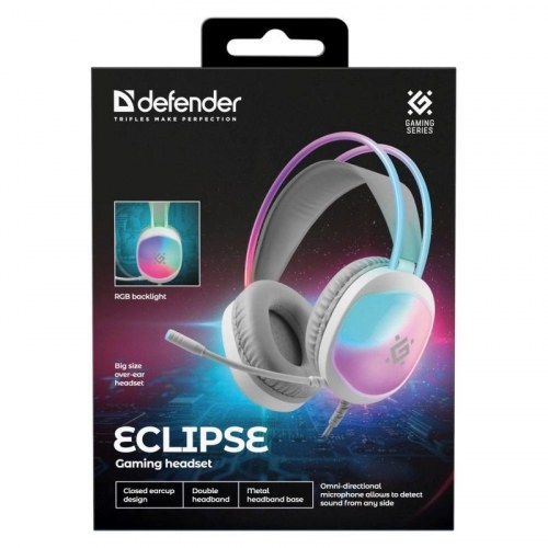 Defender Eclipse RGB gaming headset - hvid (62440)