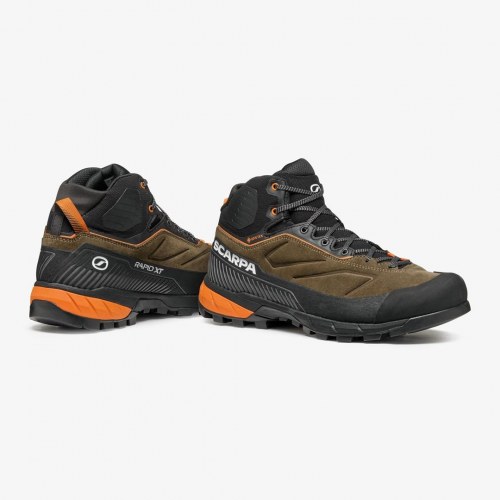 Scarpa Rapid XT Mid GTX vandrestøvle - str. 43, Caribou Brown/Rust Orange