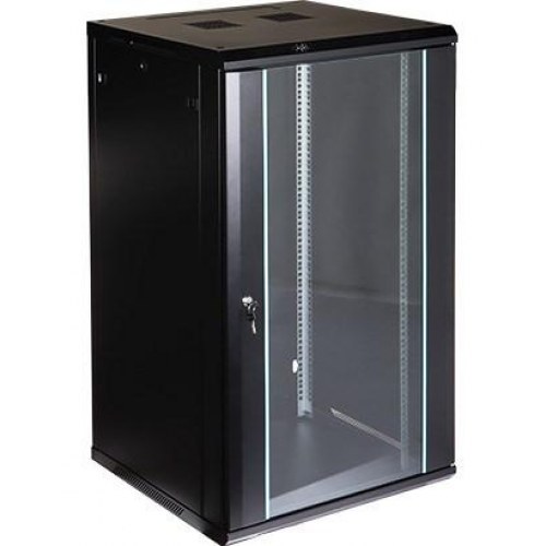 Væghængt rackskab 19" - 22U, 600 mm dyb, blå detaljer (EPRADO-R19-22U/600-BLUE)