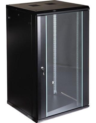 Væghængt rackskab 19" - 22U, 600 mm dyb, blå detaljer (EPRADO-R19-22U/600-BLUE)