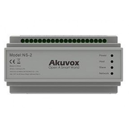 Akuvox NS-2 netværksswitch - Fast Ethernet 10/100, DIN-skinne, grå