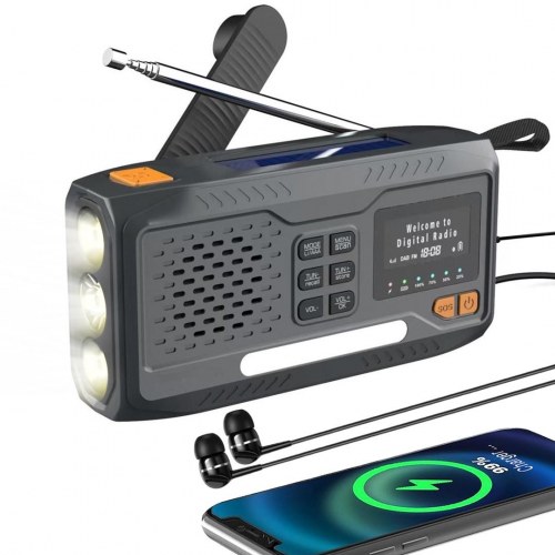 Extralink BT-4000 nødradio med DAB/FM, Bluetooth og sol-/dynamo-powerbank - Sort/Orange