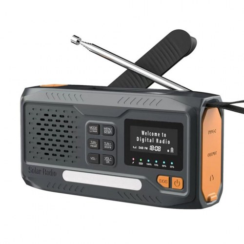 Extralink BT-4000 nødradio med DAB/FM, Bluetooth og sol-/dynamo-powerbank - Sort/Orange