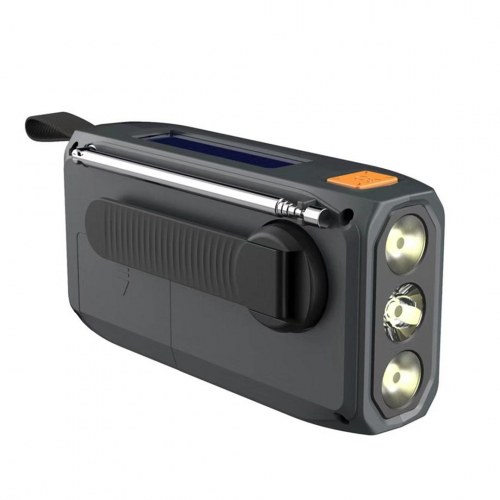 Extralink BT-4000 nødradio med DAB/FM, Bluetooth og sol-/dynamo-powerbank - Sort/Orange