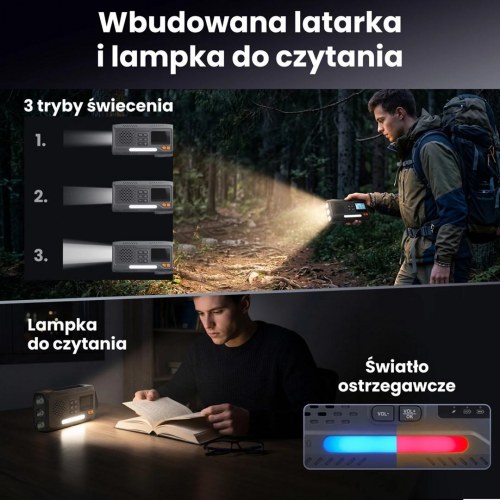 Extralink BT-4000 nødradio med DAB/FM, Bluetooth og sol-/dynamo-powerbank - Sort/Orange
