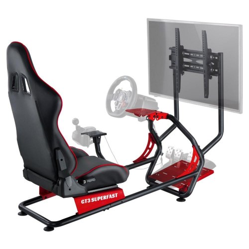 GT3 Superfast V2 racing cockpit - sort/rød gamerstol-ramme