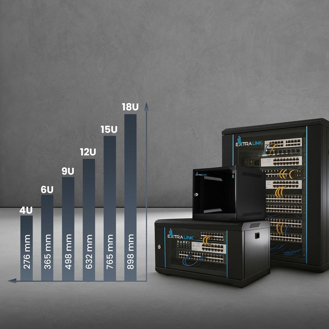 Extralink LITE 12U vægmonteret rackskab 53×40 cm - sort