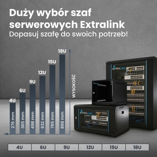 Extralink LITE 12U vægmonteret rackskab 53×40 cm - sort