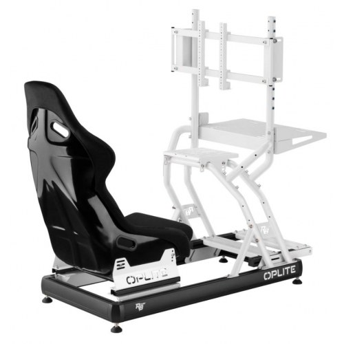 Oplite Racing cockpit - hvid/sort stål, højdejusterbart