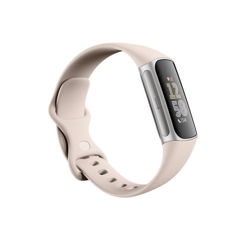 Fitbit Charge 6 aktivitetsarmbånd med AMOLED - Beige/Sølv