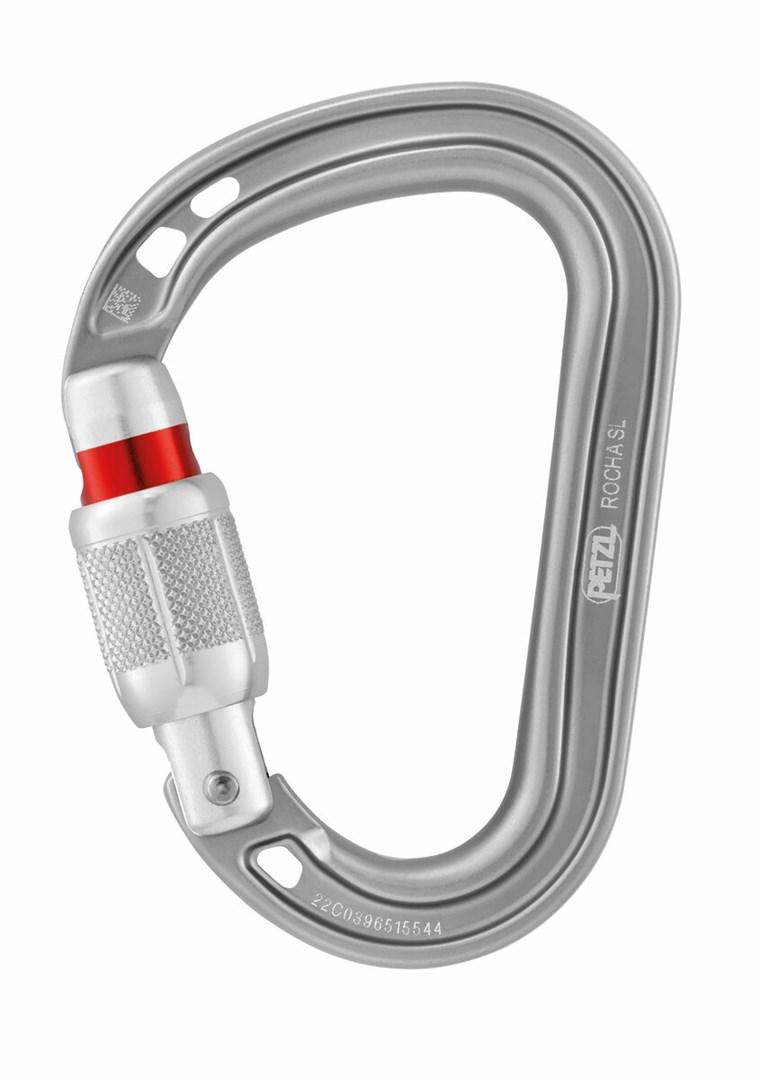 Petzl ROC’HA SL skruelås-karabin - D-formet, aluminium, lysegrå