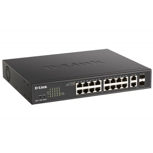 D-Link DGS-1100-18PV2 - administreret L2 Gigabit PoE-switch, 1U, sort