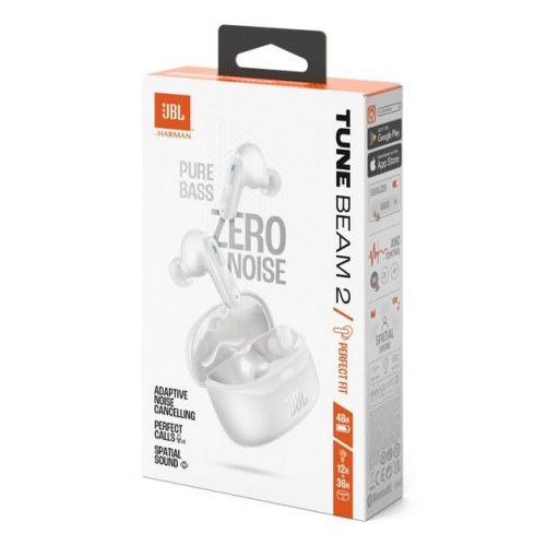 JBL Tune Beam 2 - trådløse in-ear høretelefoner med Bluetooth, hvid