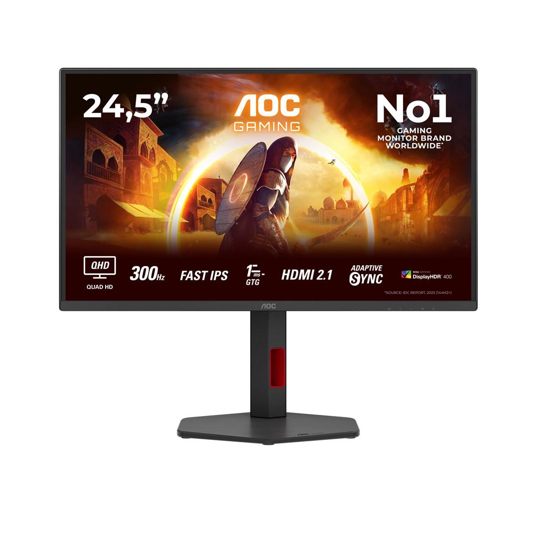 AOC Q25G4SR 24,5" gaming-skærm - QHD, 300 Hz, Fast IPS, sort/rød