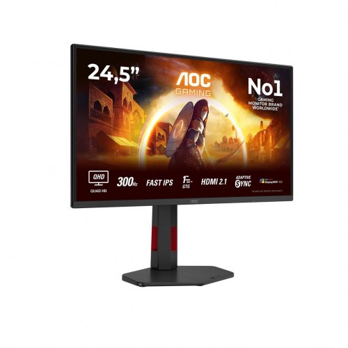 AOC Q25G4SR 24,5" gaming-skærm - QHD, 300 Hz, Fast IPS, sort/rød