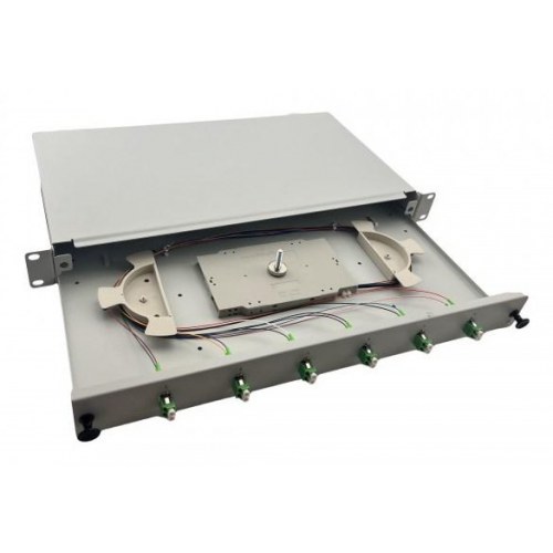 19" rackpanel 1U i stål - grå, med 6 x LC/APC
