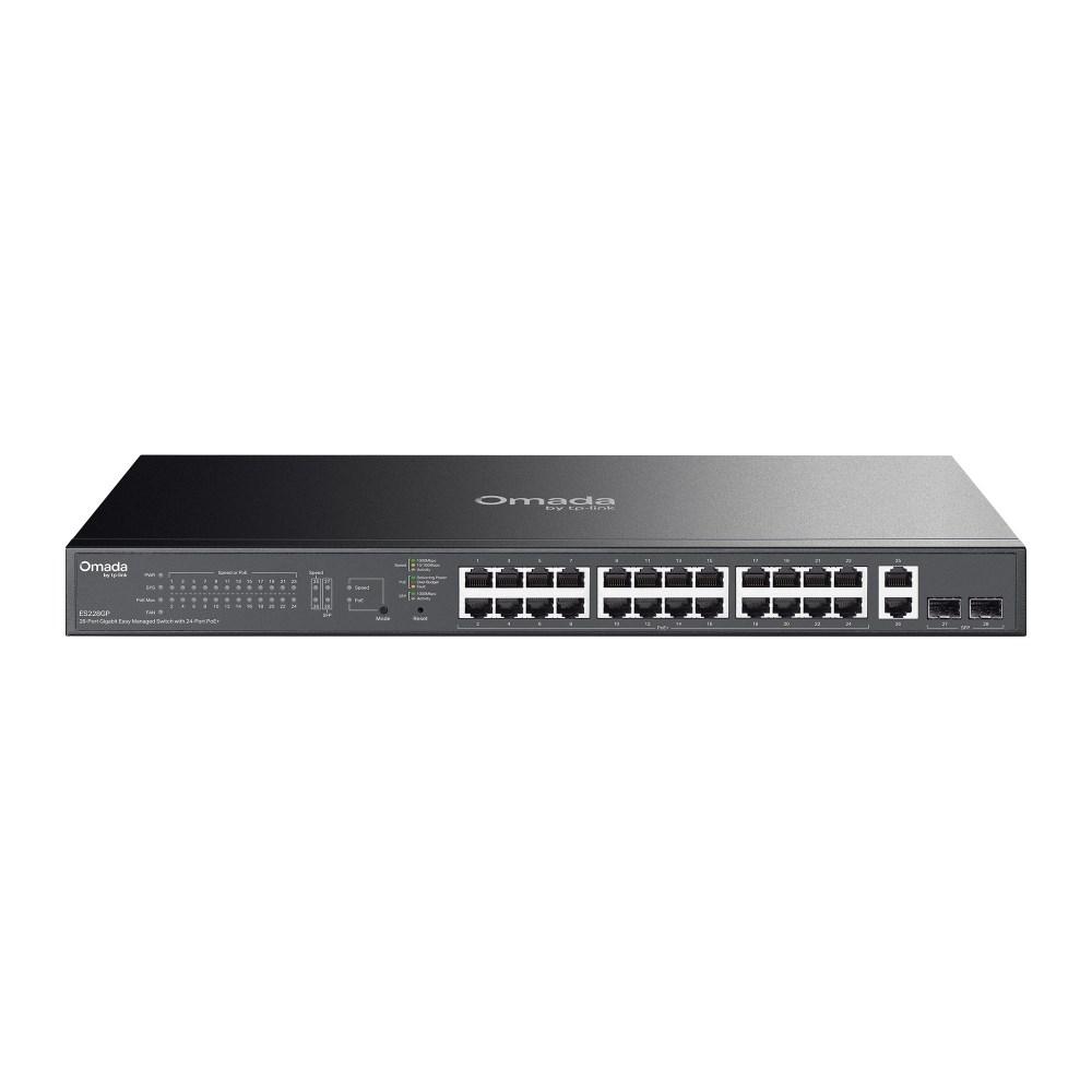 TP-Link Omada ES228GP L2 Managed Gigabit PoE+ switch - 24 porte, 250 W - Sort