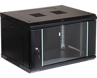 Vægmonteret rackskab 19" 6U - 450 mm dyb, blå detaljer (EPRADO-R19-6U/450-BLUE)
