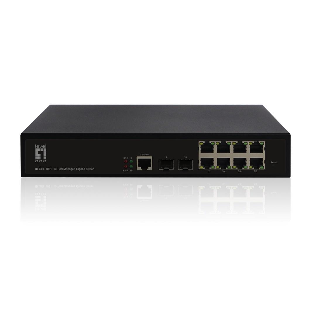 LevelOne GEL-1061 KILBY - 10‑ports L2 managed Gigabit switch med 2 x SFP billede