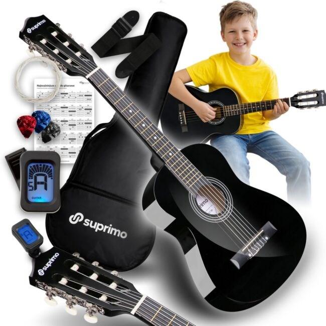 Klassisk guitar 1/4 - sort nybegyndersæt med taske og tuner