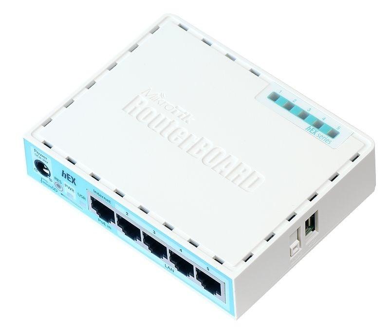 MikroTik hEX RB750Gr3 gigabit router - turkis/hvid