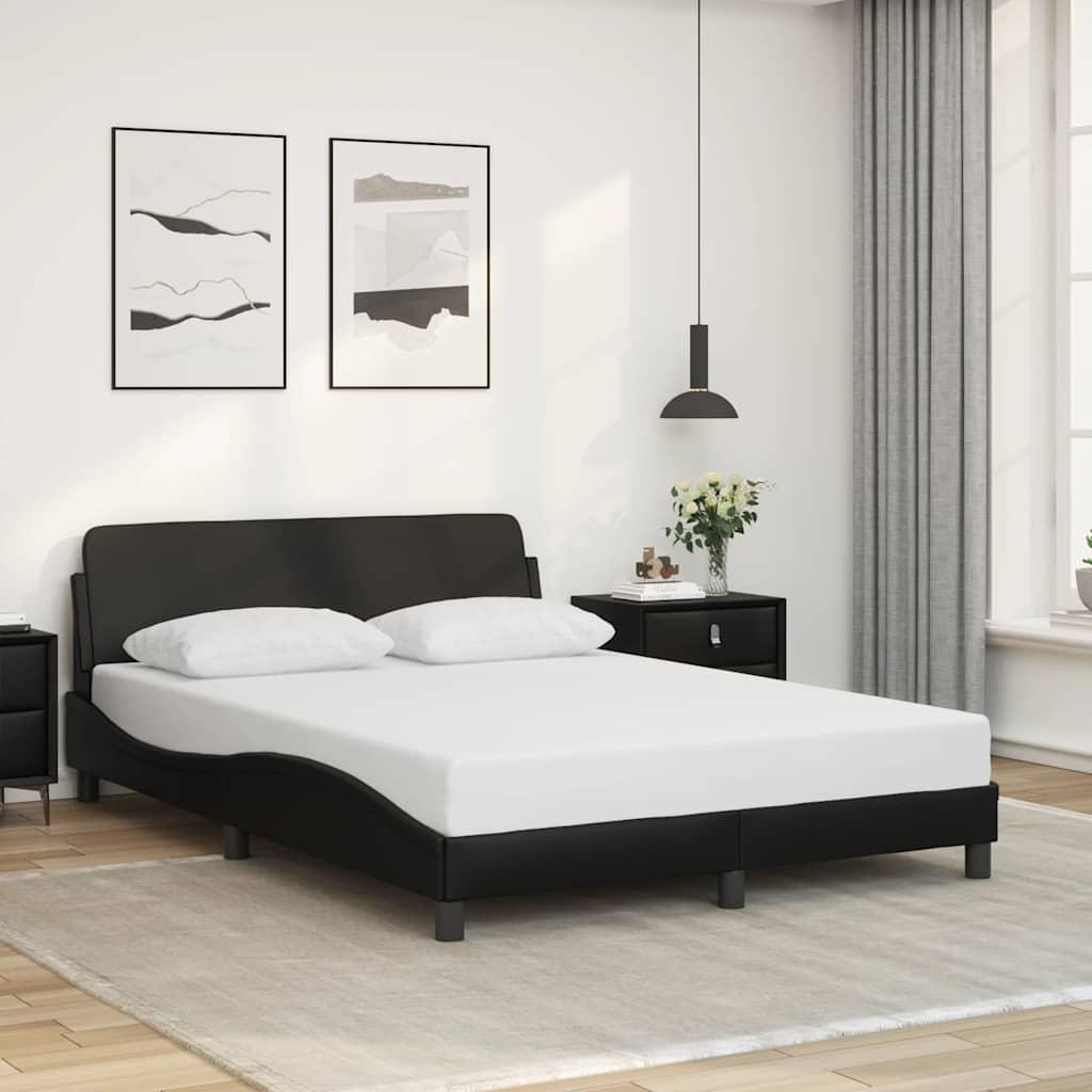 Sengeramme Dover 137x190 cm i sort kunstlæder med sengegavl
