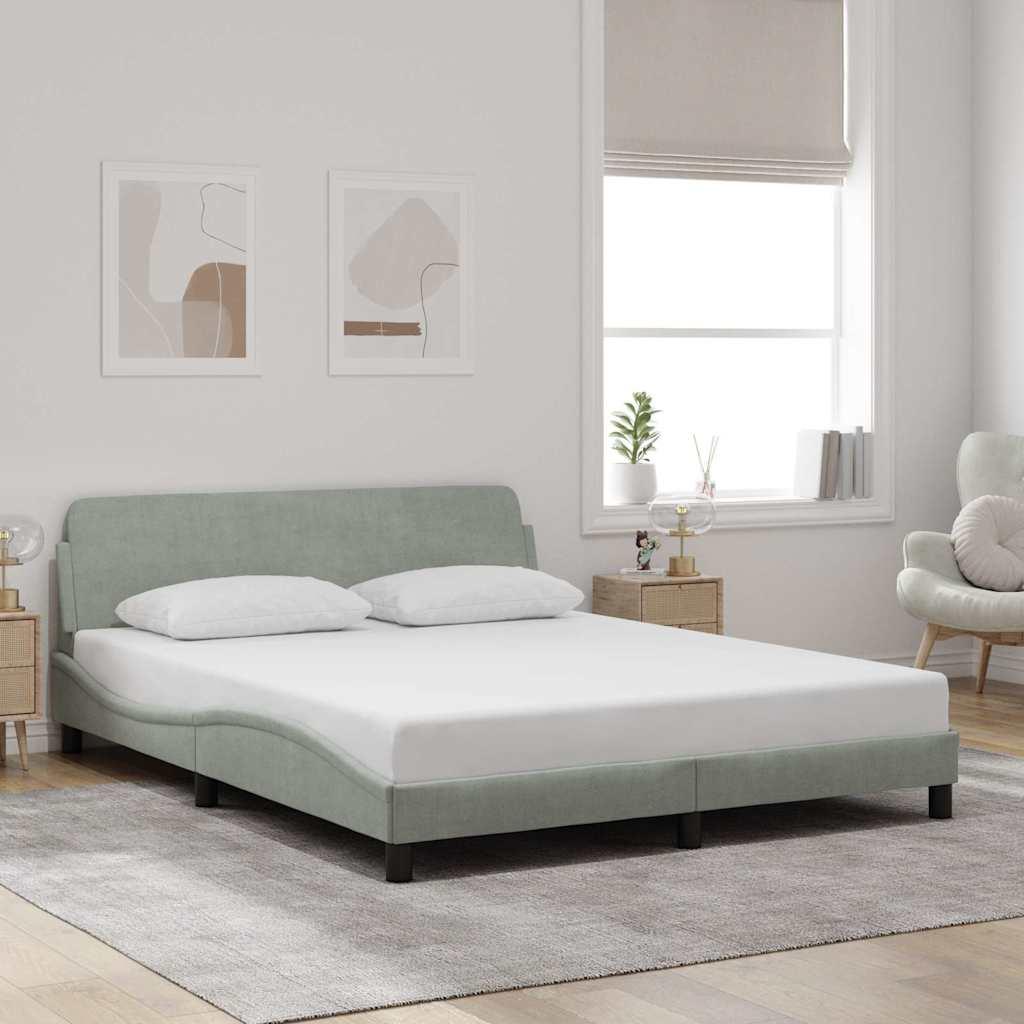 Sengeramme Dover 152×203 cm - velour, lysegrå