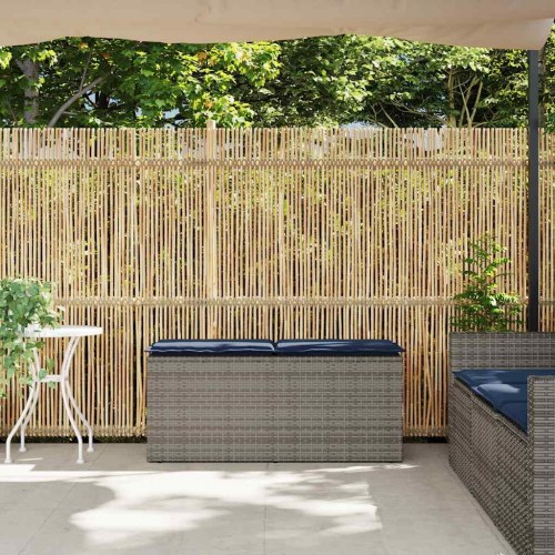 Havebænk med hynde i polyrattan - grå, 110×40×44 cm