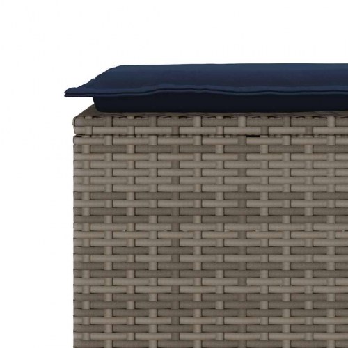 Havebænk med hynde i polyrattan - grå, 110×40×44 cm