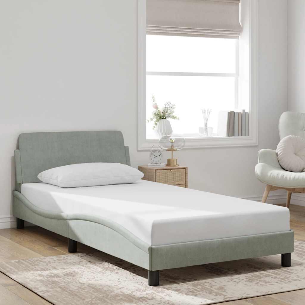 Sengeramme Dover 100x190 cm i velour - lysegrå
