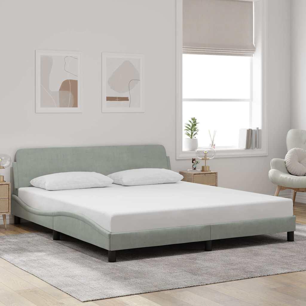 Sengeramme Dover 183x213 cm i velour - lysegrå