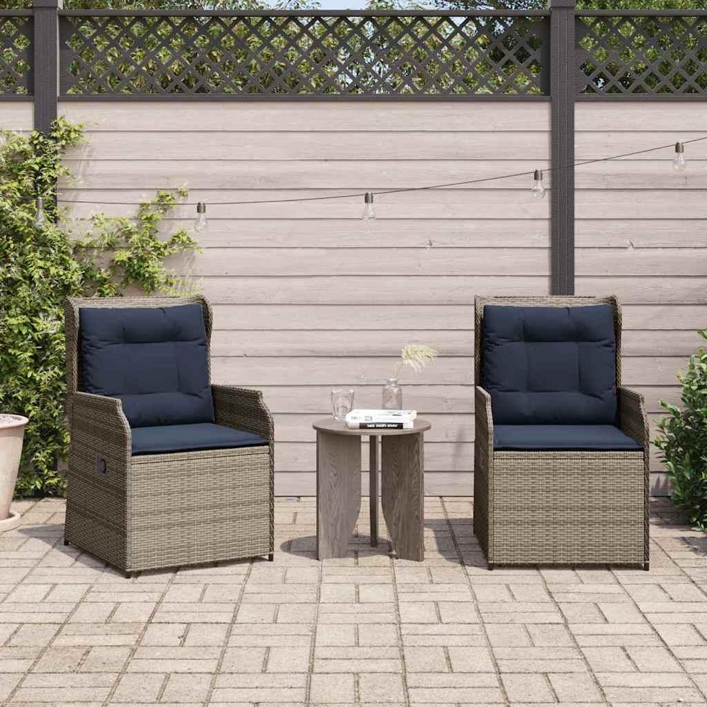 Havebænke sæt - 2 stk justerbare i grå polyrattan
