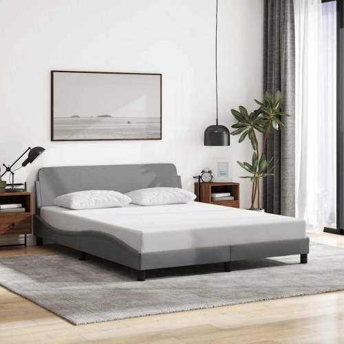 Sengeramme Dover 152×203 cm i stof - lysegrå med sengegavl