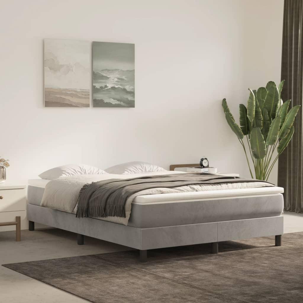Springmadras med pocketfjedre - medium 137×190×20 cm, fløjl lysegrå