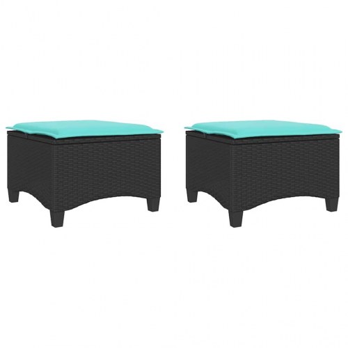 Haveskamler med hynder, 2 stk., polyrattan - sort, 55 × 55 × 36 cm