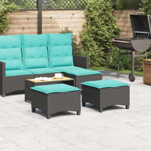 Haveskamler med hynder, 2 stk., polyrattan - sort, 55 × 55 × 36 cm