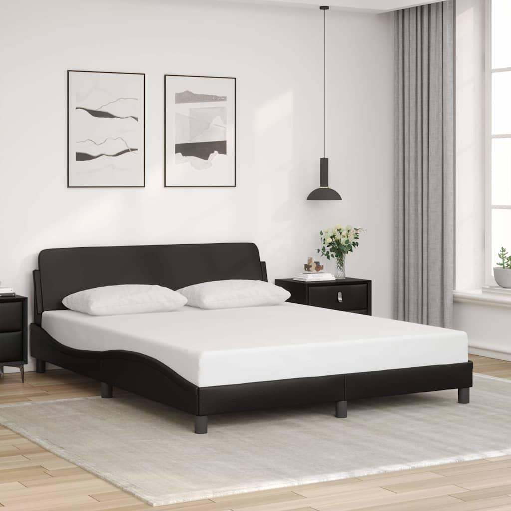 Sengeramme Dover 152×203 cm i sort kunstlæder med sengegavl