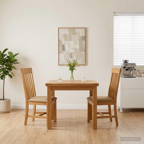 Spisebordsstole 2 stk i massivt egetræ - beige polstring, 45 × 59,5 × 100 cm