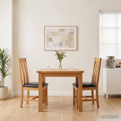 Spisestuestole 2 stk i massivt egetræ - sort sæde, 45 × 54 × 100 cm