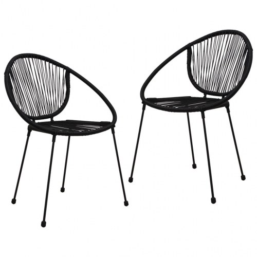 Udendørs spisebordssæt i PVC-rattan - 3 dele, sort