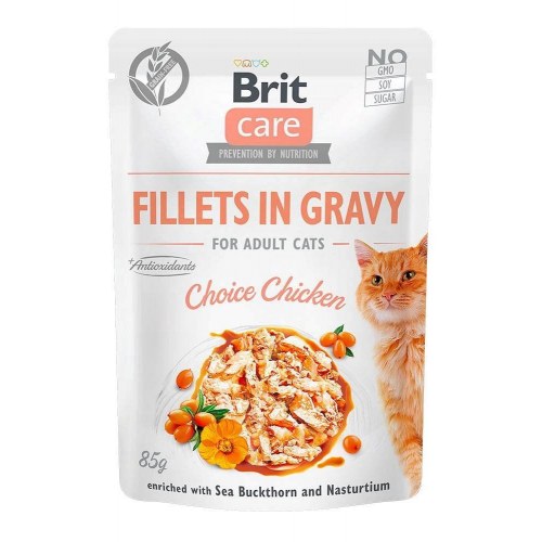 Brit Care Fillets in Gravy - vådfoder til kat - 12×85 g smagsboks