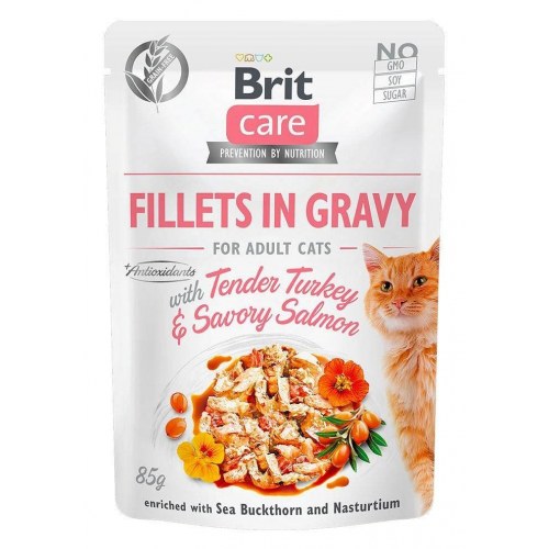 Brit Care Fillets in Gravy - vådfoder til kat - 12×85 g smagsboks