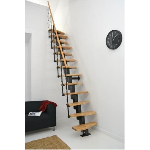 Trappe QUATRO i bøg - sort, 13 trin, højde 247-320 cm
