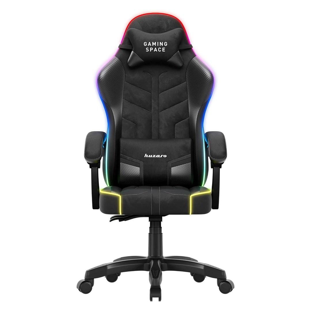 Huzaro Force 2.7 RGB - sort gamerstol med velour og USB